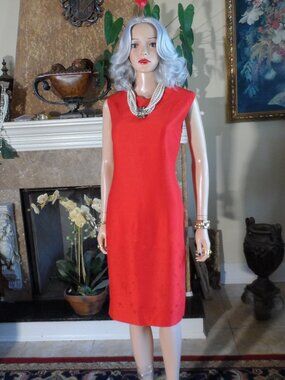 Givenchy Selection Red Floral Jacquard Sheath Dress Size XL